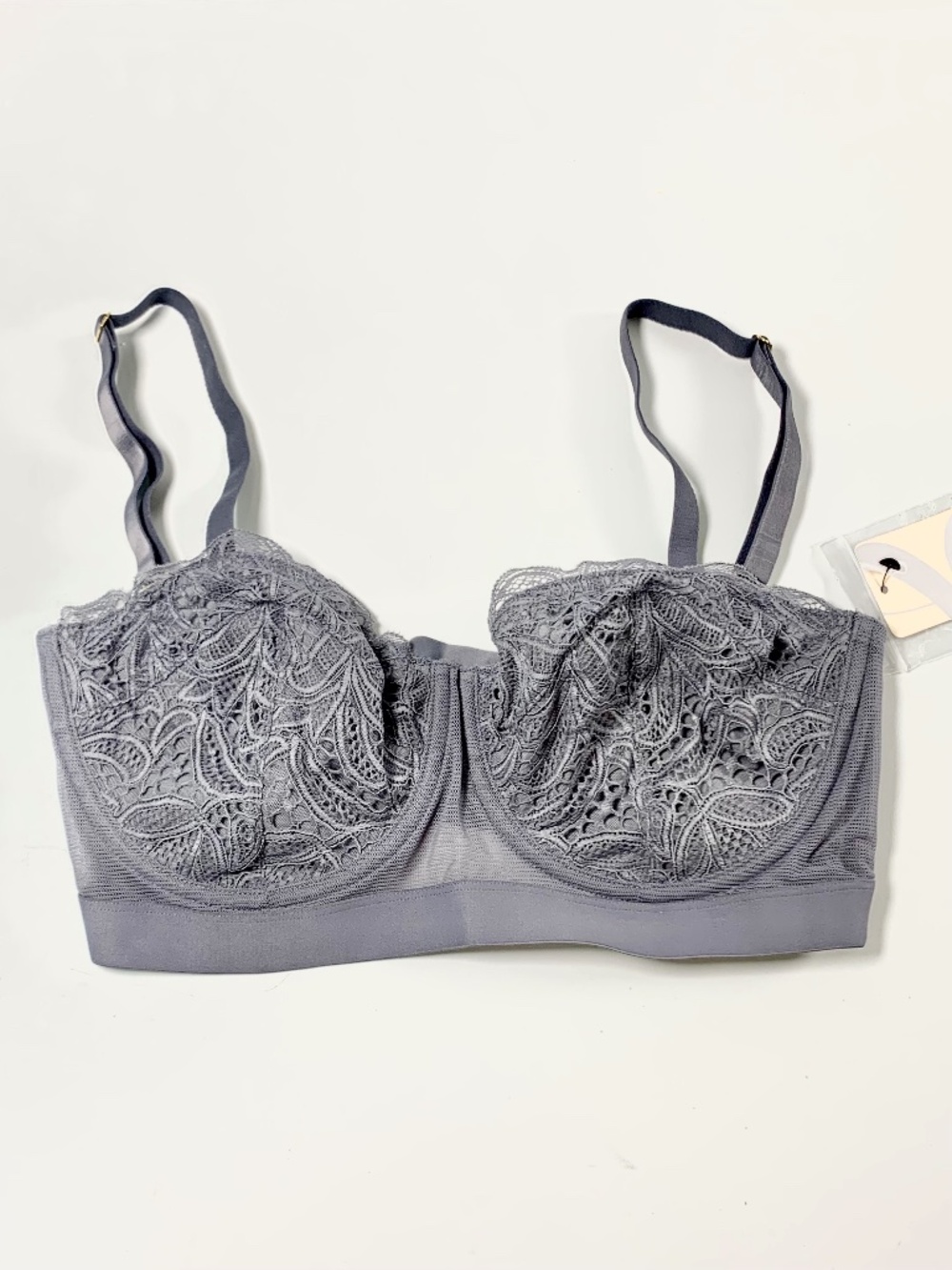 Casual Sexy Lively Bra Smoke Slate Grey 36DD Lace Scalloped Underwire Wide Band